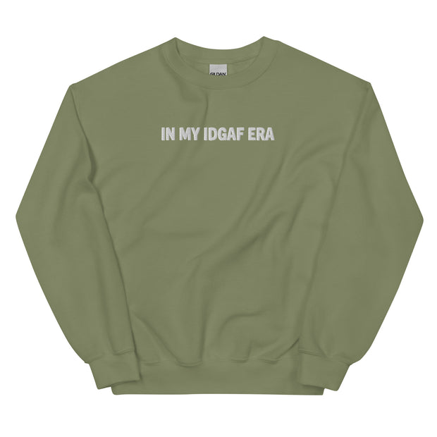"IN MY IDGAF ERA" Crewneck Sweatshirt - White Font