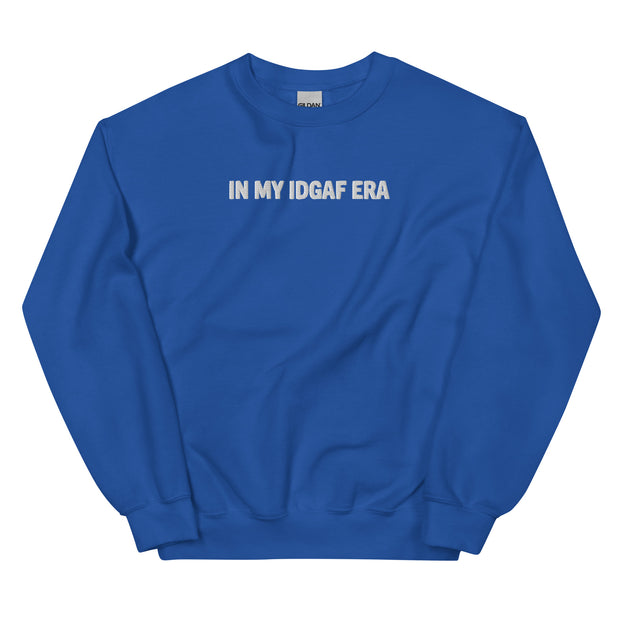 "IN MY IDGAF ERA" Crewneck Sweatshirt - White Font