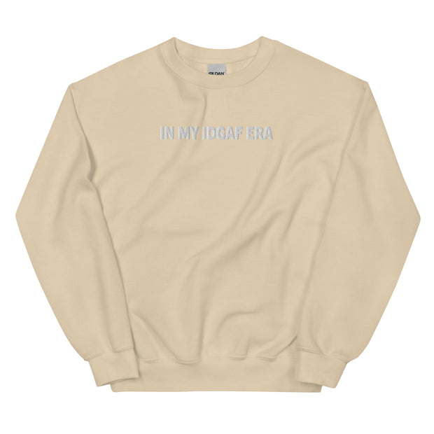 "IN MY IDGAF ERA" Crewneck Sweatshirt - White Font