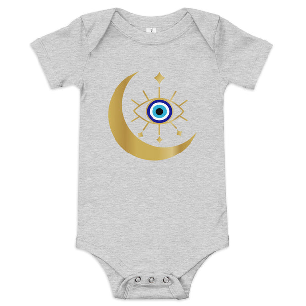 Crescent Moon Evil Eye Baby Onesie