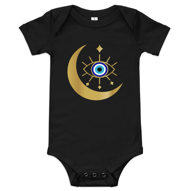 Crescent Moon Evil Eye Baby Onesie