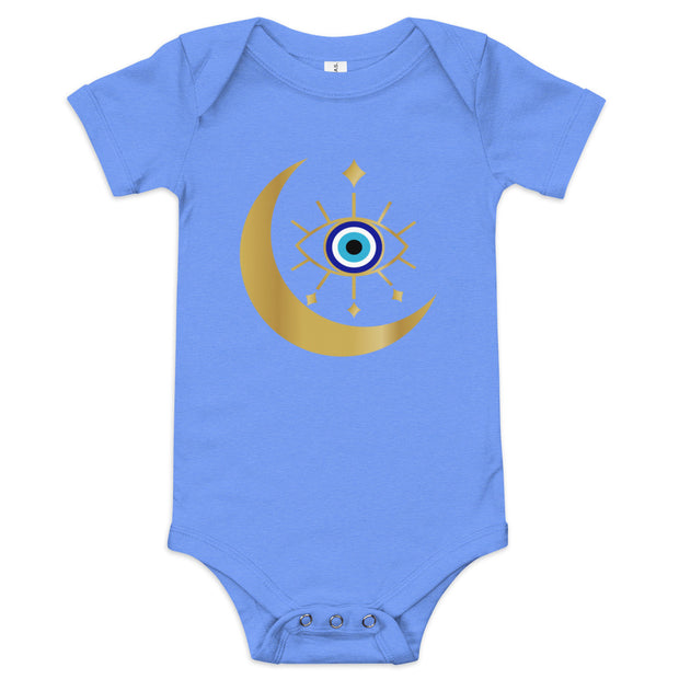 Crescent Moon Evil Eye Baby Onesie