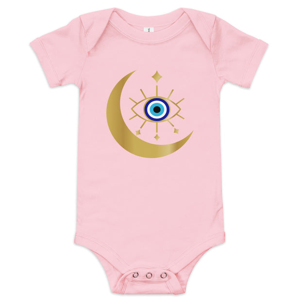 Crescent Moon Evil Eye Baby Onesie