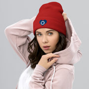 Evil Eye Heart Cuffed Beanie