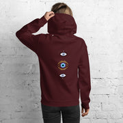Triple Evil Eye Back Print Unisex Hoodie