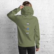 Triple Evil Eye Back Print Unisex Hoodie