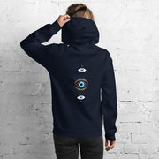Triple Evil Eye Back Print Unisex Hoodie