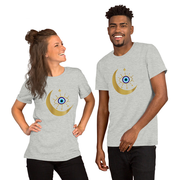 Protect Your Peace & Energy Crescent Moon Evil Eye Unisex Short Sleeve T-Shirt