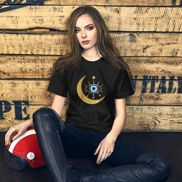Protect Your Peace & Energy Crescent Moon Evil Eye Unisex Short Sleeve T-Shirt