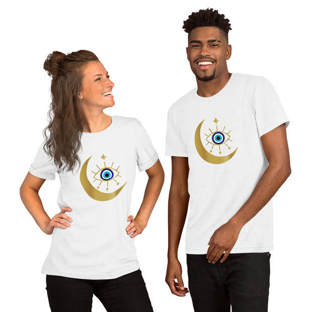 Protect Your Peace & Energy Crescent Moon Evil Eye Unisex Short Sleeve T-Shirt